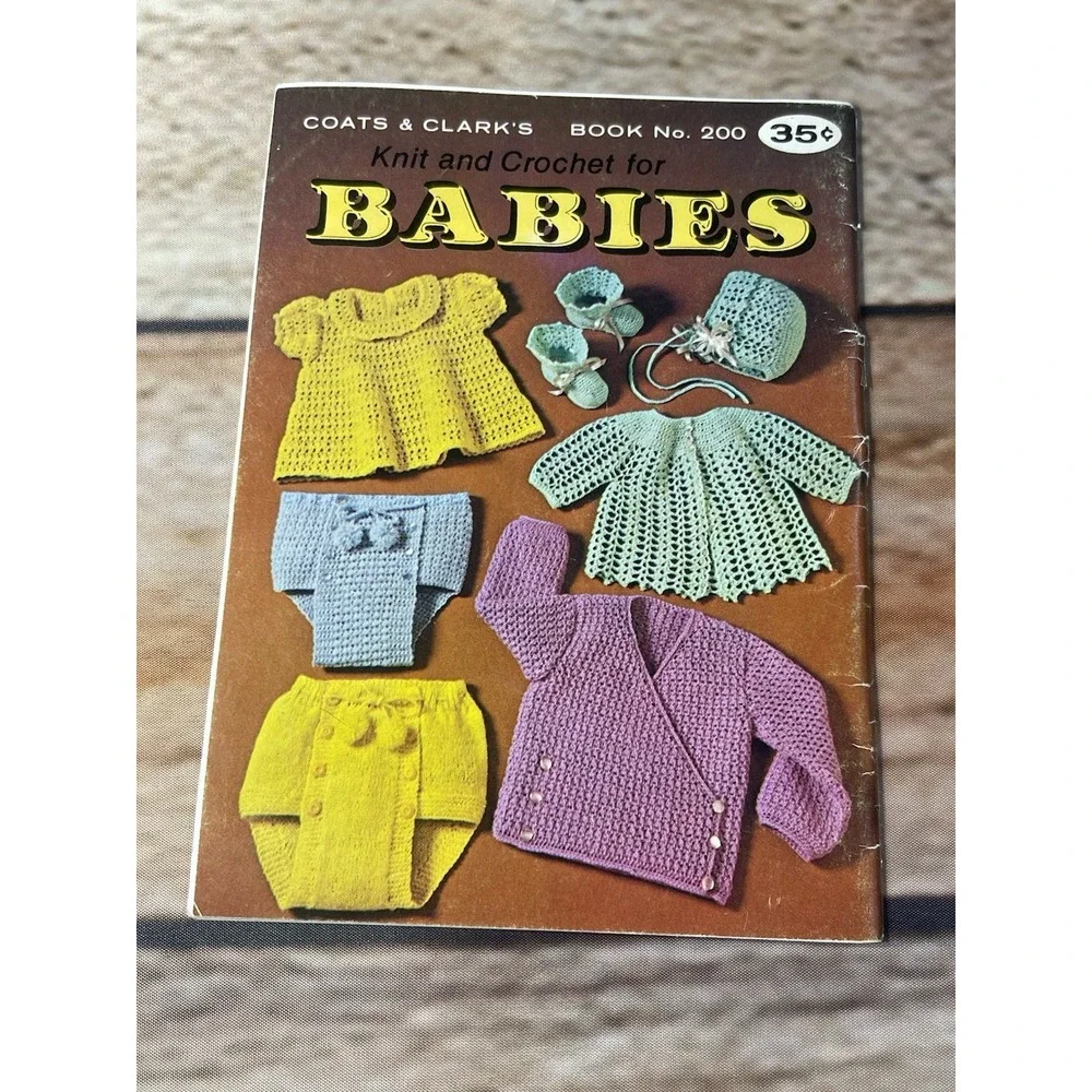 1970 BABIES KNIT & CROCHET Coats Clark's Book #200 Sailor‎ Suit Dress Bootie's